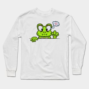 Frog Cartoon With Angry Face Expression Long Sleeve T-Shirt